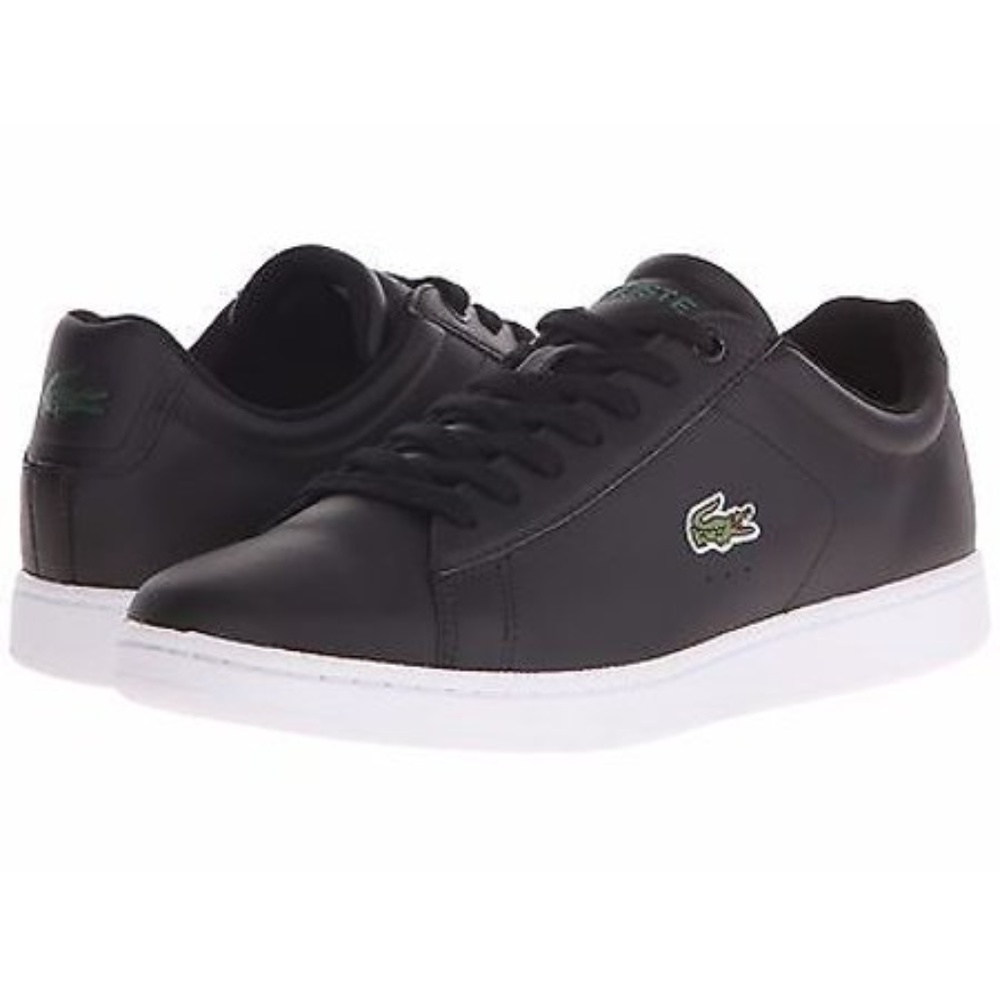 LACOSTE MEN'S LEATHER SNEAKERS BLACK SIZE 7 1/2